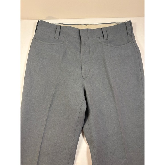 True Vintage Mens Gray Dress Pants Straight Trousers 32x31.5 Retro Slate Gray - Picture 2 of 10